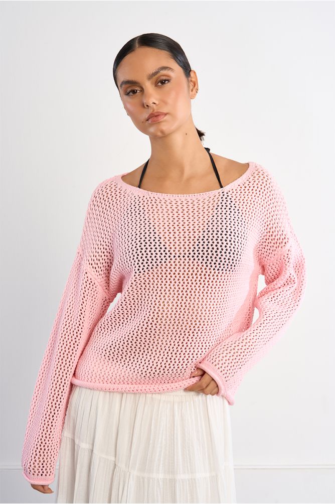 Openwork knit sweater