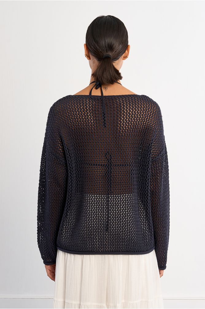 Jersey de mujer de manga larga, en punto acanalado.