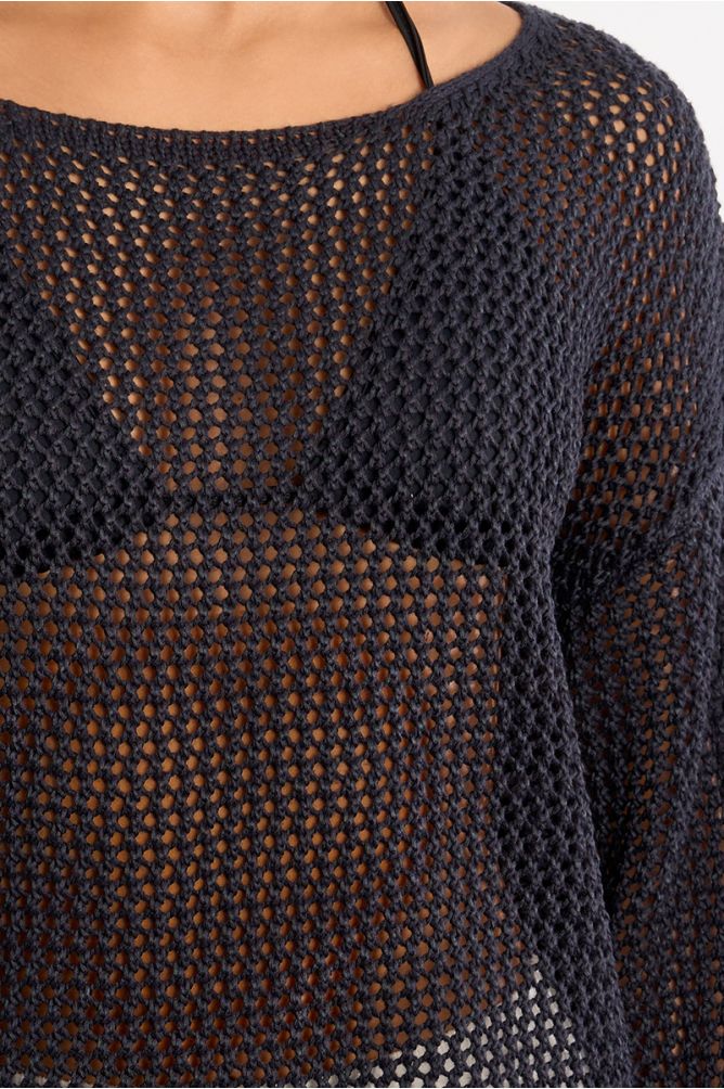 Openwork knit sweater