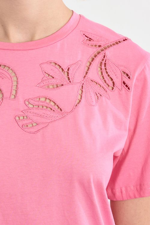 T-shirt décontracté en broderie ajourée