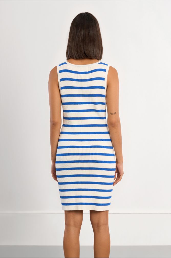 Striped ribbed mini dress
