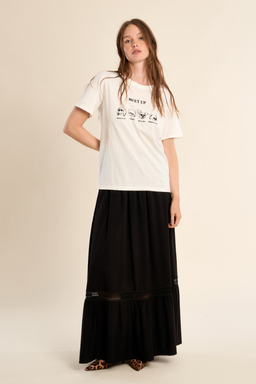 Long openwork skirt