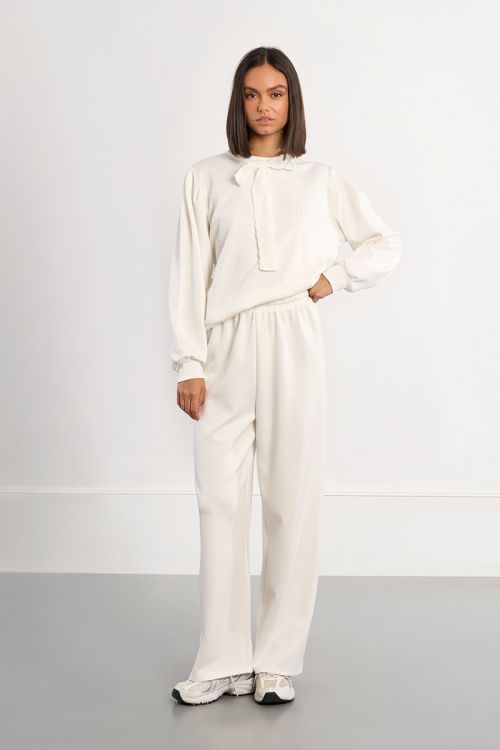 Casual sweatshirt with knotted collar