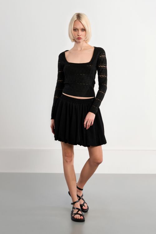 Square neck crochet knit
