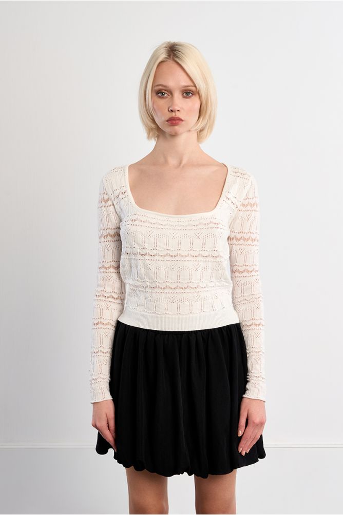 Square neck crochet knit