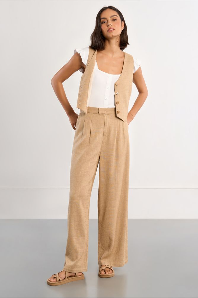 Pantalon large en lin
