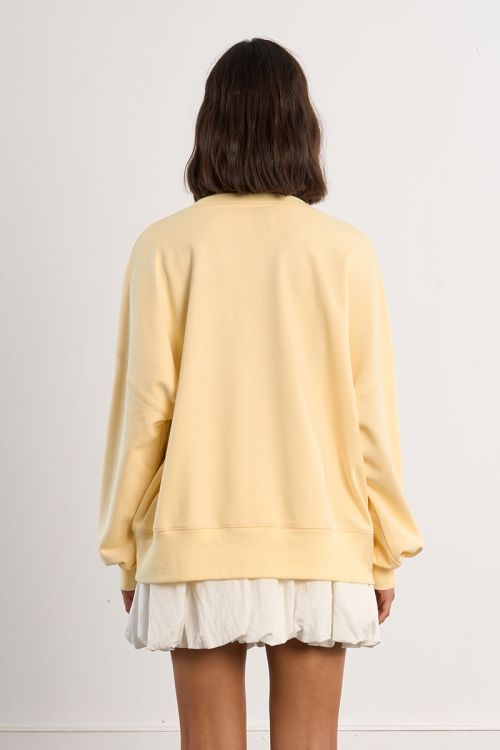 Oversized sweatshirt in yellow cotton
