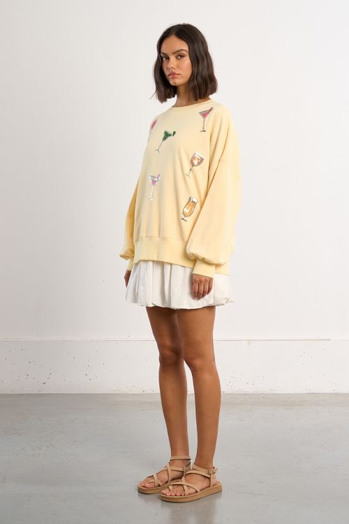 Sweat-shirt oversize en coton jaune