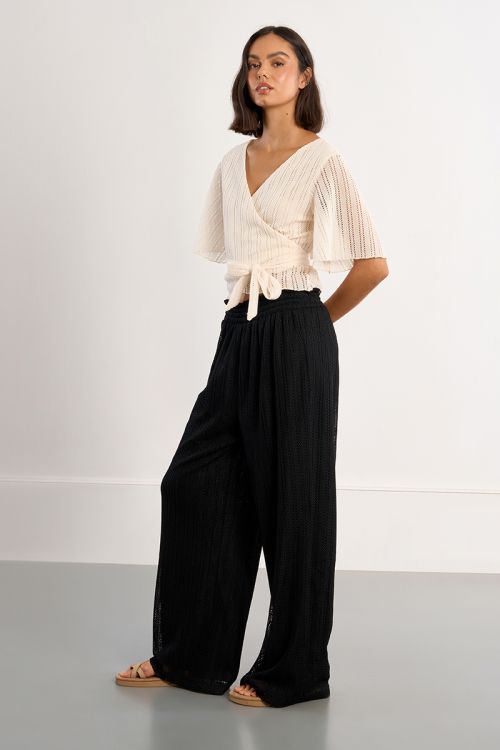 Wide pants with perforation