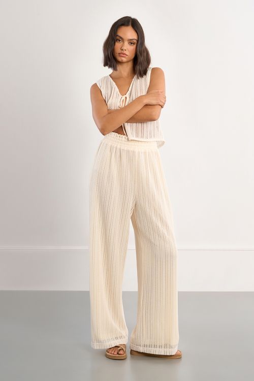 Pantalón de mujer largo, acanalado.