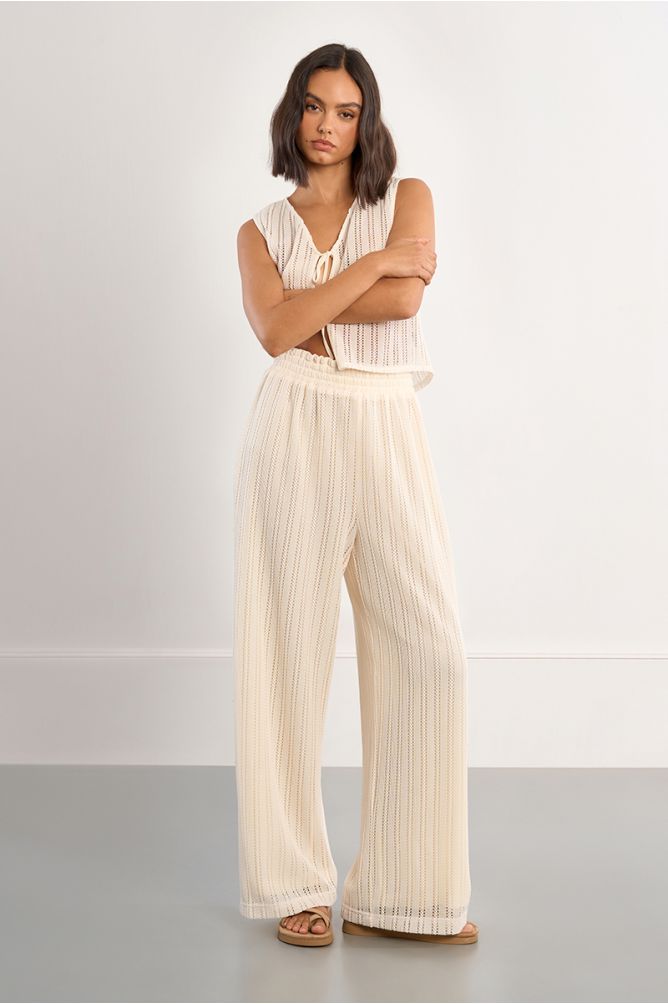 Pantalon large ajouré