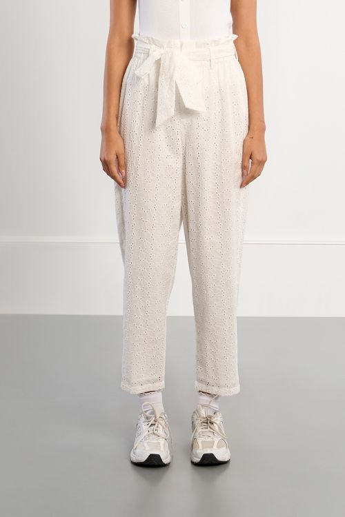 Pantalon coton, en broderie anglaise