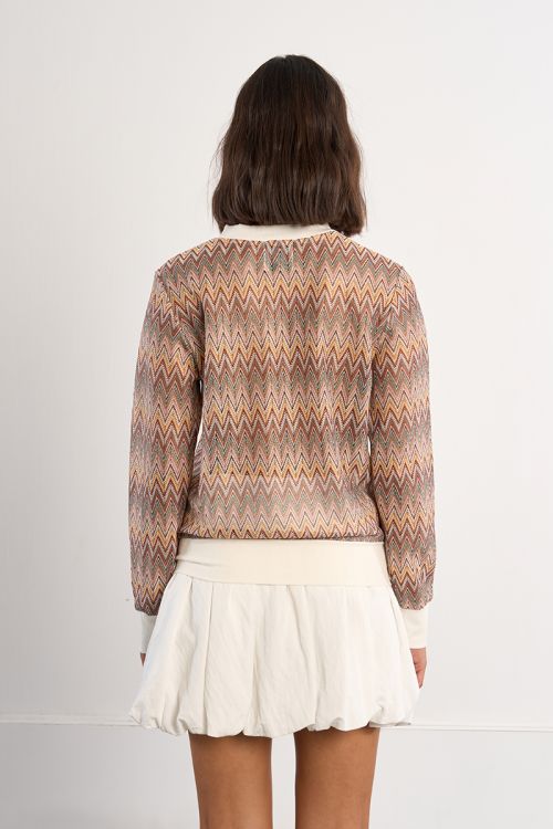 Jersey de mujer de manga larga, estampado multicolor.