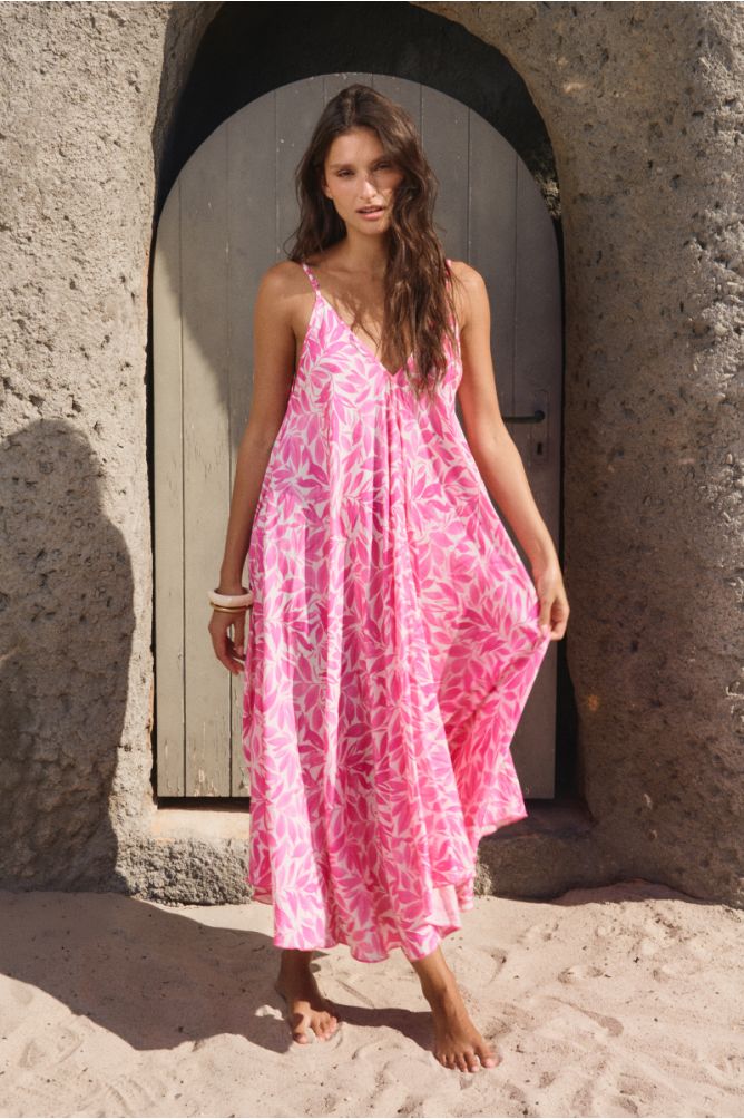 Longue robe fluide, imprimée