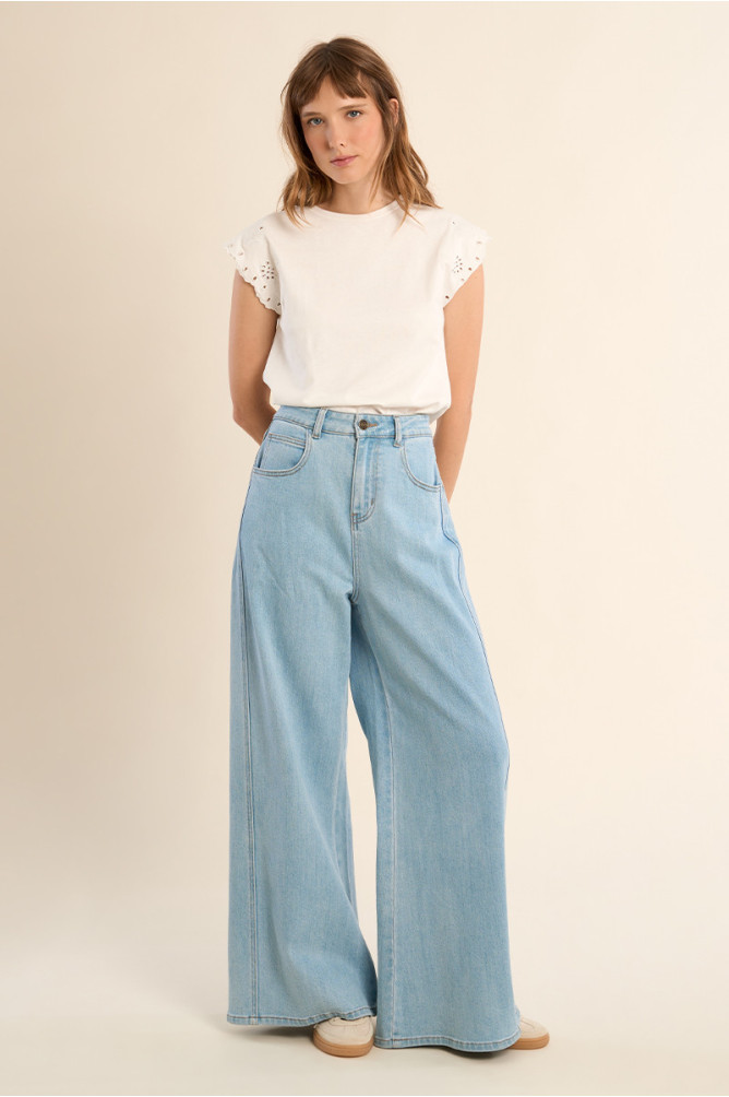 Jean taille haute et large