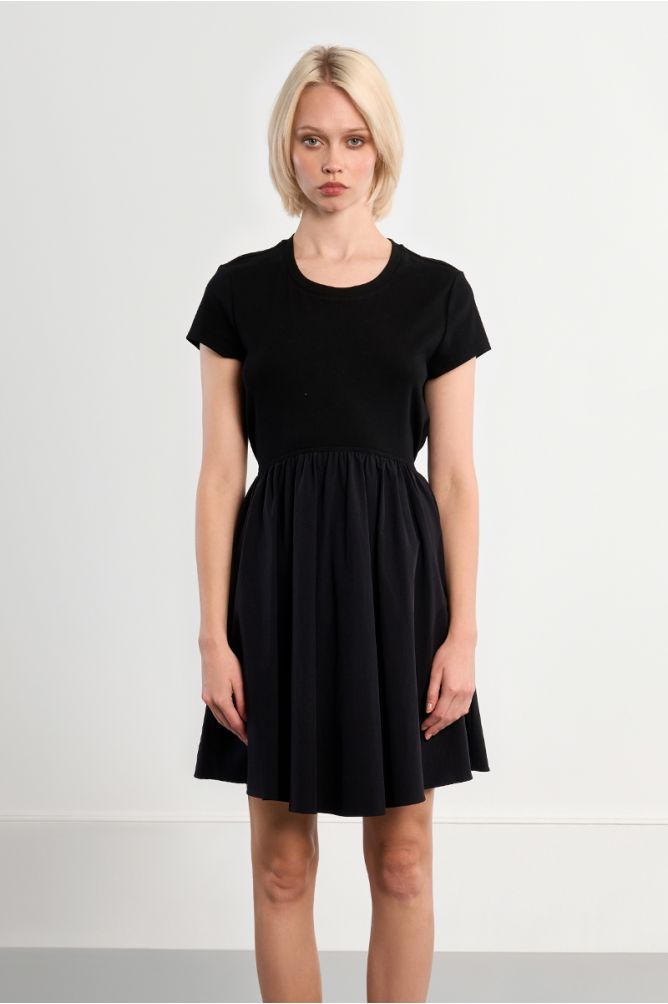 Nylon mini dress, drawstring