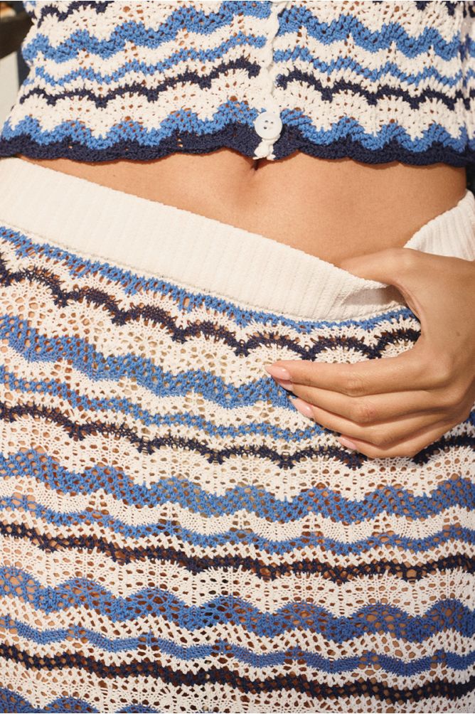 Long crochet skirt, sailor shirt