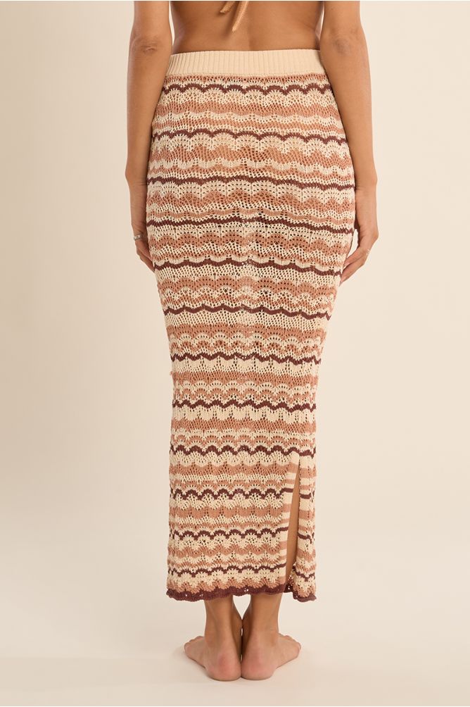 Long crochet skirt, sailor shirt