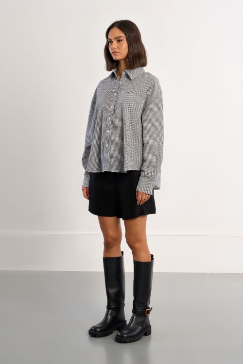 Camisa de mujer de manga larga, estampado vichy.