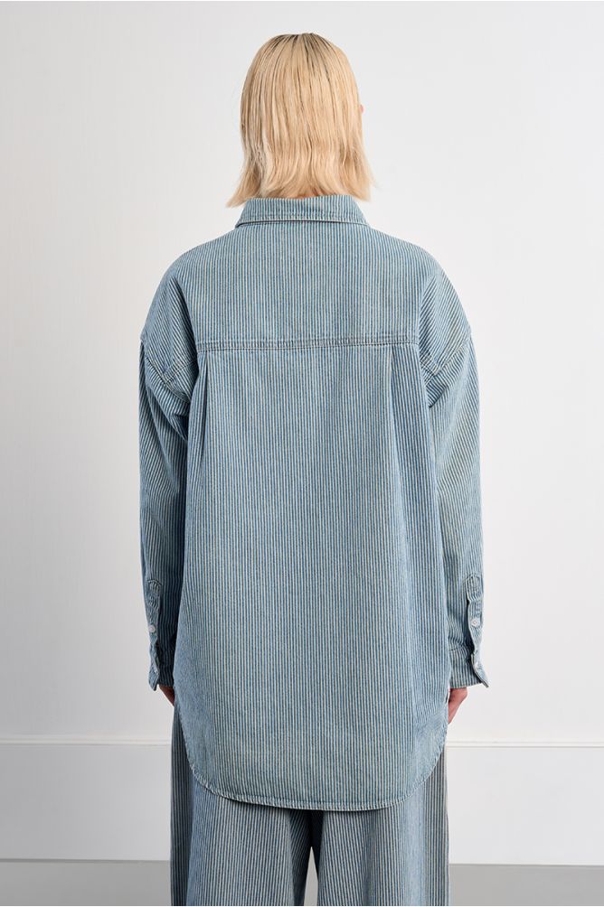 Striped denim overshirt