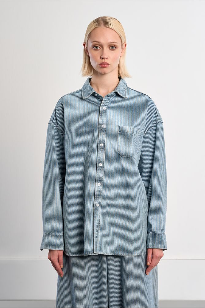 Striped denim overshirt