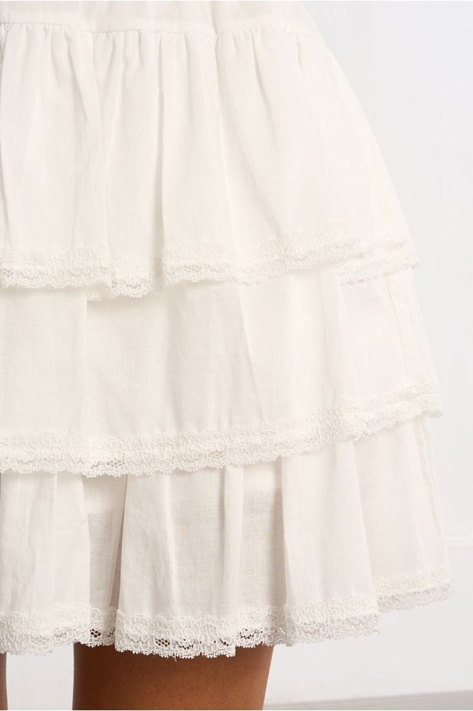 Mini skirt in cotton, with ruffles