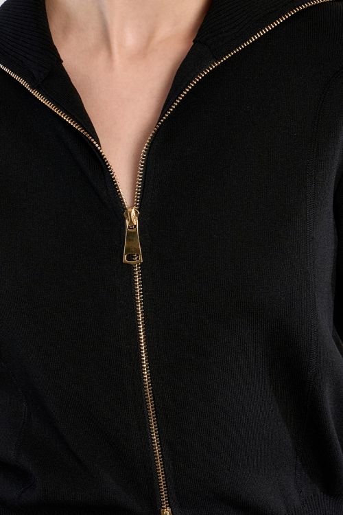 Double-zipped knitted cardigan