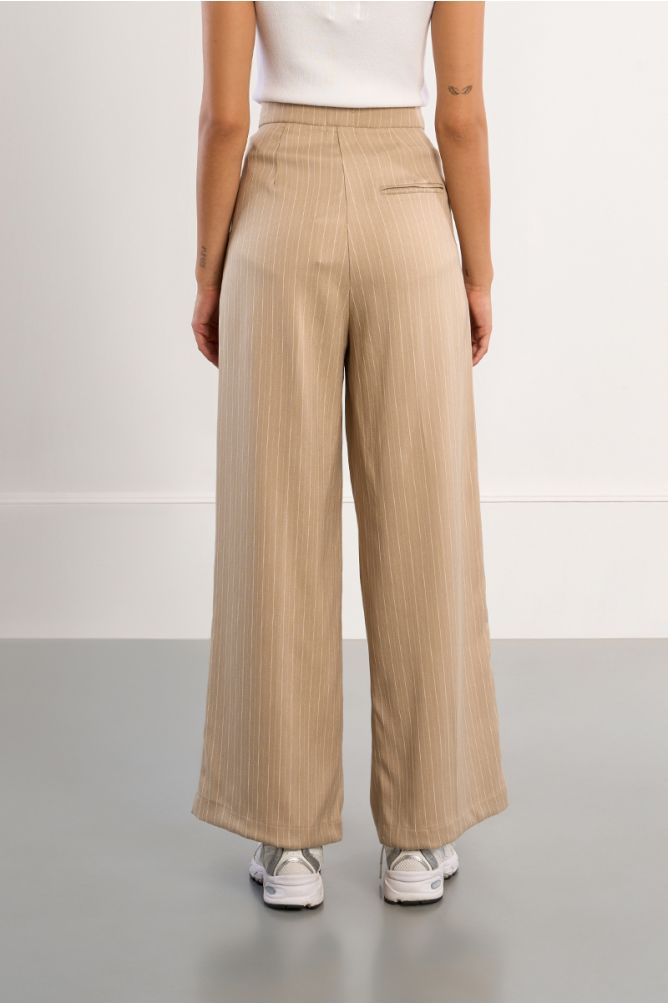 Pantalon tailleur rayé large