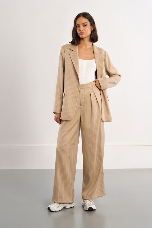 Striped straight blazer