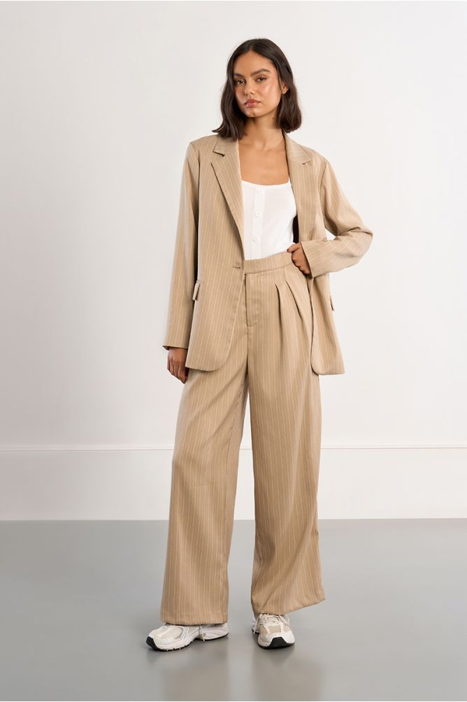 Striped straight blazer