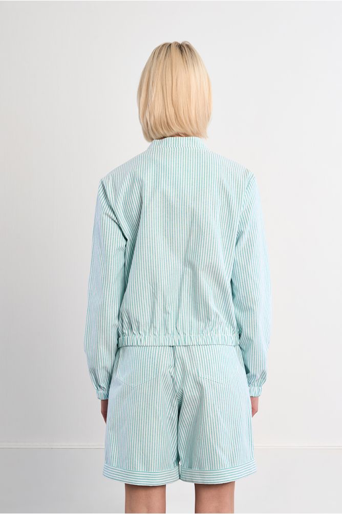 Striped cotton bomber jacket