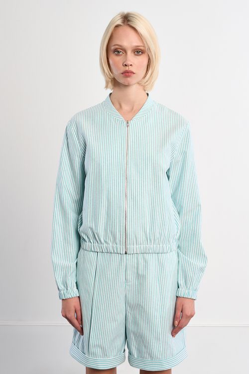 Striped cotton bomber jacket