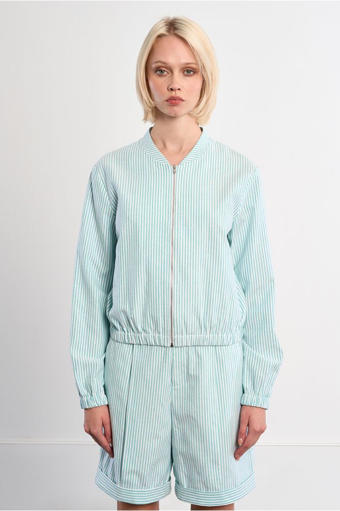 Veste bomber rayée en coton