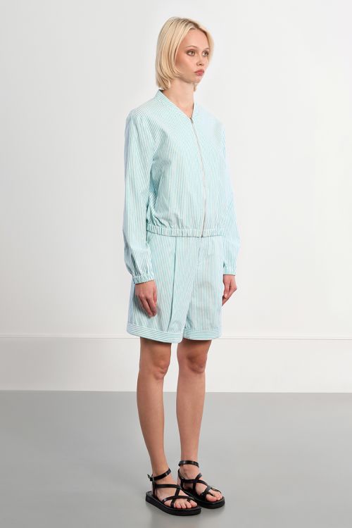 Bomber de mujer de manga larga, estampado rayas.