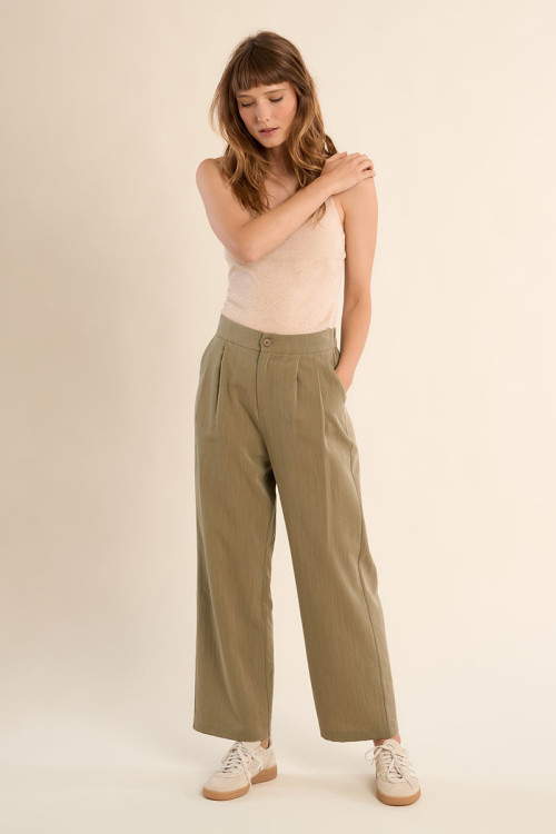 Pantalon droit, taille haute