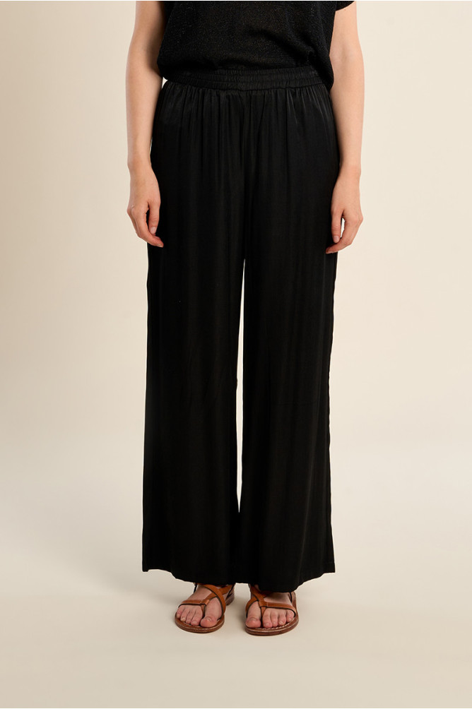 Pantalon large, effet satiné