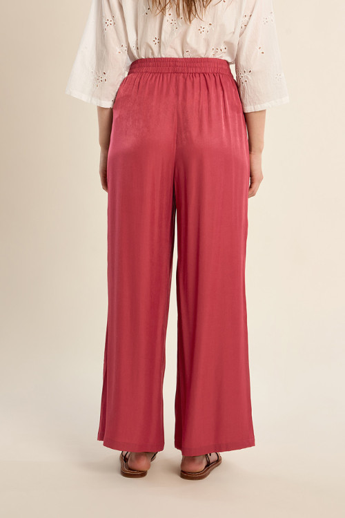 Pantalon large, effet satiné