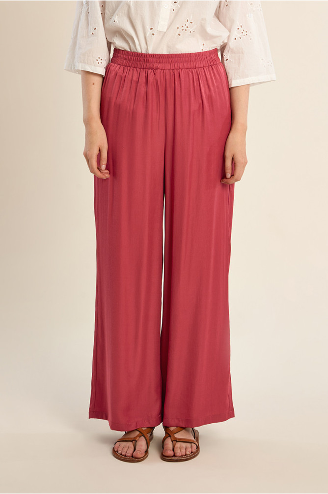 Pantalon large, effet satiné