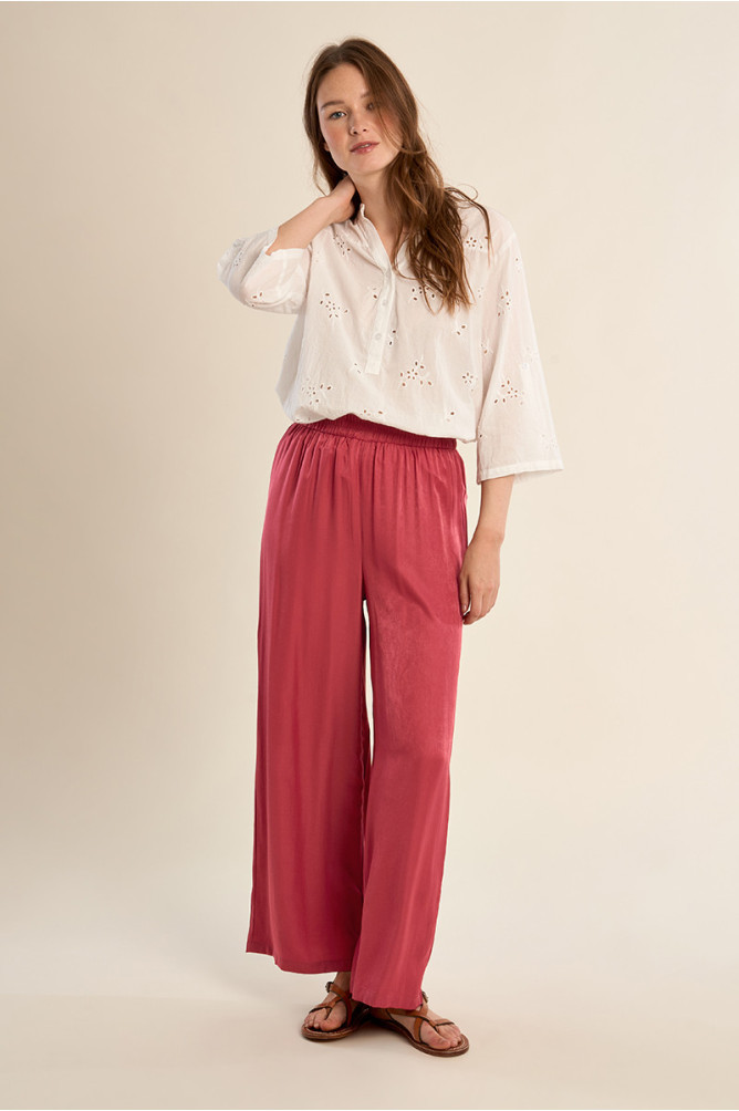 Pantalon large, effet satiné