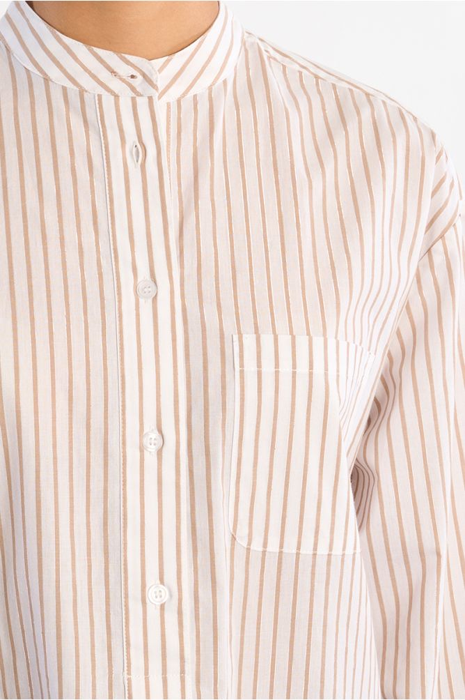 Mandarin collar cotton shirt