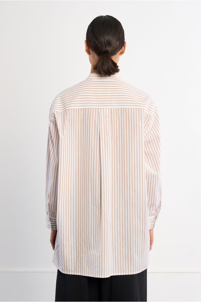Mandarin collar cotton shirt