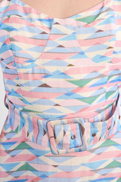 Belted maxi dress with geometric print