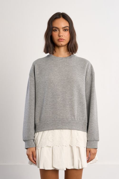 Sudadera de mujer de manga larga, con detalle de encaje.