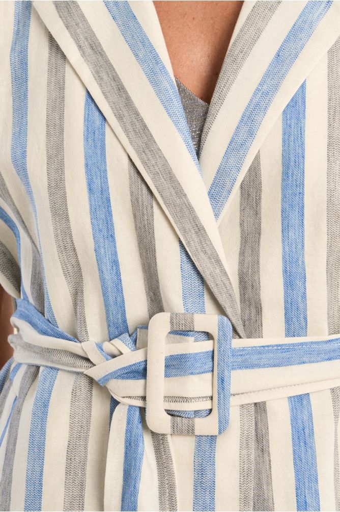 Veste blazer sans manches, rayée