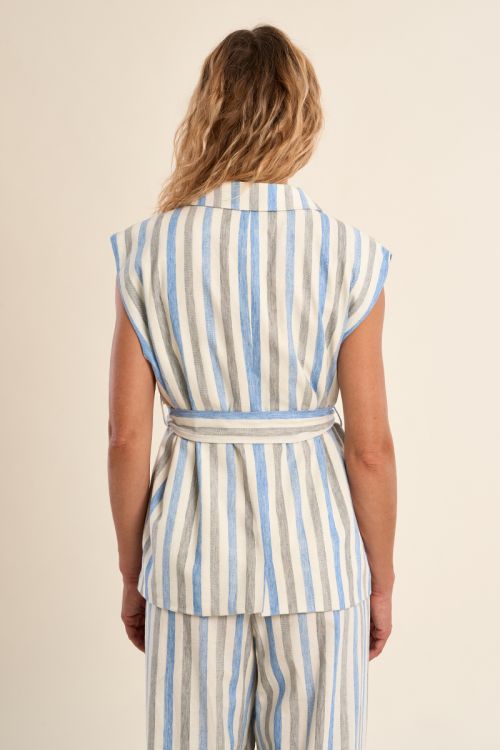Veste blazer sans manches, rayée