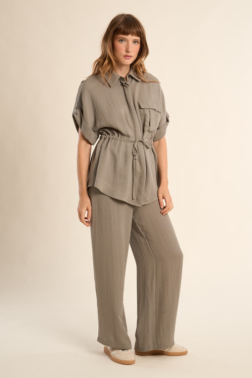 Pantalon taille haute, évasé