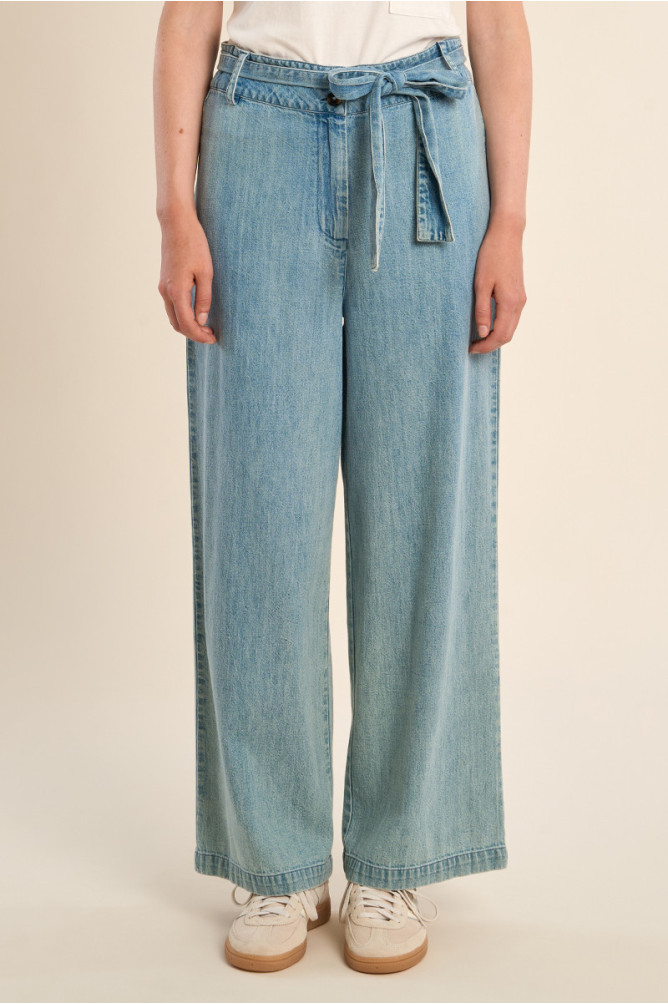 Pantalon taille haute, en coton