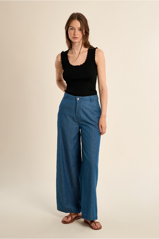 Cotton trousers, wide fit