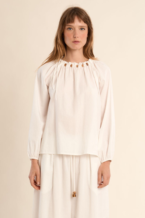 Beaded round neck blouse