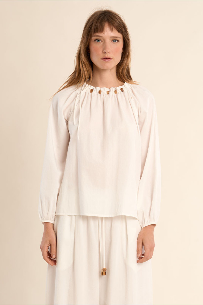 Beaded round neck blouse